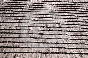 The roof of the roof is made of wooden planks