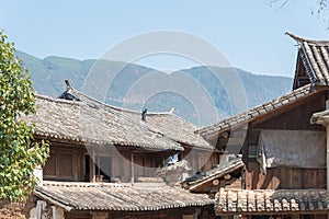 Roof at Shaxi Ancient village. a famous Ancient village of Jianchuan, Yunnan, China.