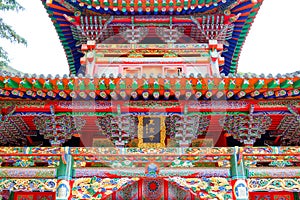 Roof of Shazong Ritod Monastery(Xiazongsi). a famous Monastery in Pingan, Qinghai, China.