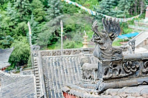 Roof of Shazong Ritod Monastery(Xiazongsi). a famous Monastery in Pingan, Qinghai, China.