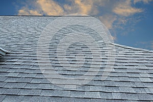 Roof shingles on large building