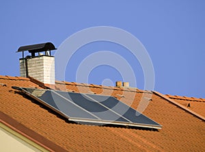 Roof with solar collector