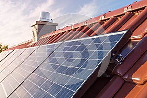 Roof with solar panel - photovoltaic