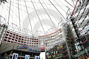 Roof of the Sony Center is located near the Berlin Potsdamer Platz railway station.