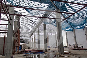 The roof steel structure of  under construction building