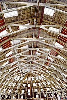 The roof structure of the No. 3 Covered Slip at The Historic Dockyard Chatham