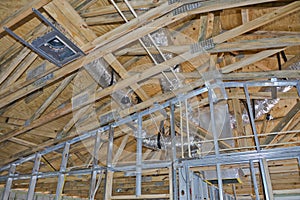 Roof and support structures in new home