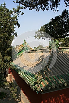 roof of a temple in the beihai park in beijing (china)