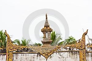 The roof of the temple Wat Sensoukaram in Louangphabang, Laos. Close-up.