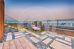 Roof terrace with jacuzzi and sun lounger