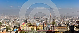 Roof terrace overlooking Kathmandu city in Kirtipur
