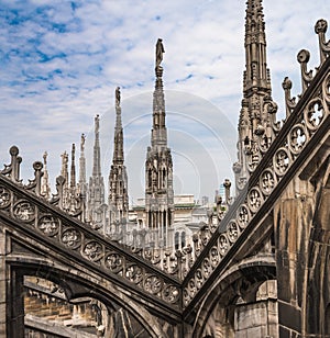 Roof terraces of Milan Cathedral, Lombardia, Italy photo