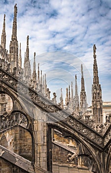 Roof terraces of Milan Cathedral, Lombardia, Italy photo