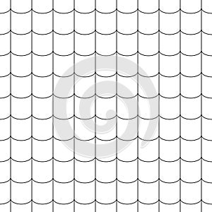 Roof tile texture seamless pattern for house or home. Abstract architecture background design. Black and white color