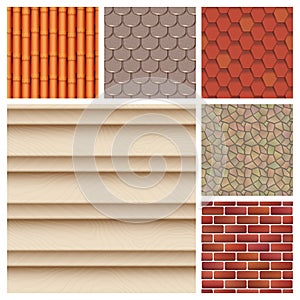 Roof tiles of classic texture and detail house seamless pattern material vector illustration