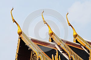 Roof tiles and designs of Wat Phra Kaew the Temple of the Emerald Buddha in Bangkok, Thailand