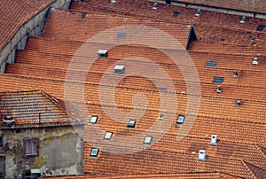 Roof tiles old wine cellars in Porto
