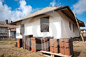 Roof tiles piled photo