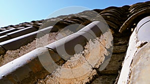 Roof tiles on rural houses in China.