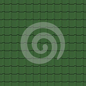 Roof tiles seamless pattern. Green shingles profiles background. Vector.