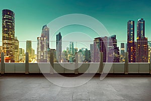 Roof top balcony with cityscape background