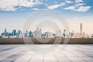 Roof top balcony with cityscape background