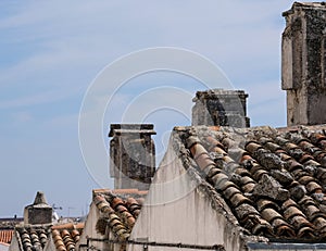 Roof top scene in Monte Sant`Angelo, on the Gargano Promontory in Puglia, southern Italy.