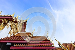 Roof top of Thai Marble Temple Wat Benchamabophit Dusitvanaram