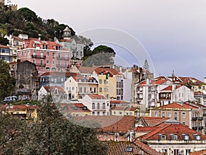 Roof top view of the Mouraria neighborhood in Lisbon, Portugal photo