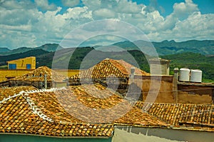 Roof top view over colonial houses in Trinidad,Cuba