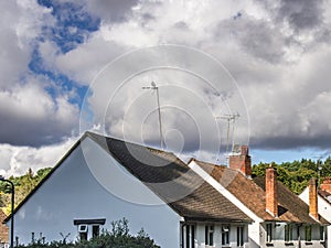 Roof tops of housing in Crowthorne Berkshire United kingdom