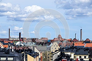 Roof tops and old houses in Stockholm city