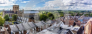 The roof tops of St Albans, UK in summertime