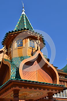 Roof of tower in wooden palace of tzar in Moscow photo