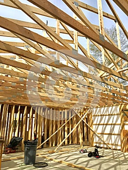 Roof trusses in attic