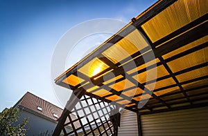 The roof of the veranda of polycarbonate