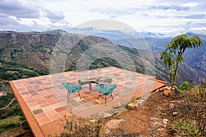 Roof with view of Chicamocha canyon in Mesa de los Santos, Colombia