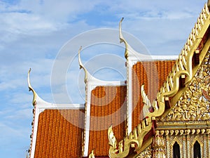 Roof of Wat Benjamaborphit, Temple in bangkok, thailand