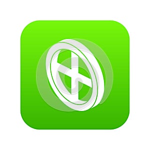 Roof window frame icon green vector