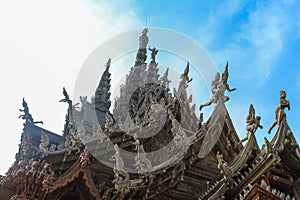 Roof of the The Wooden Sanctuary of Truth in Pattaya, Chonburi, Thailand