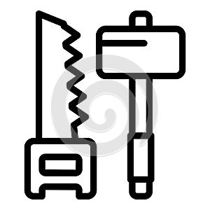 Roofer tools icon outline vector. Roof repair