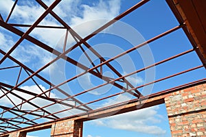 Roofing Construction with Metal Roof Beams Framework