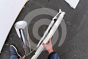 Roofing insulation, installation of insulation sheets on foam