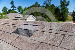 Roofing shingle damaged in storm