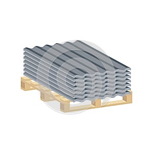Roofing slate on a pallet.Isometric and 3D view.