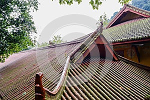 Roofs of ancient Chinese buildings on mountaintop