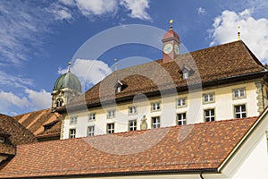 Roofs of the ancient Einsiedeln Abbey.  Switzerland