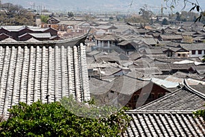 Roofs of ancient historical Lijiang Dayan old town.