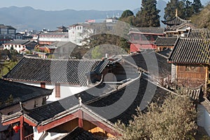 Roofs of ancient historical Lijiang Dayan old town.