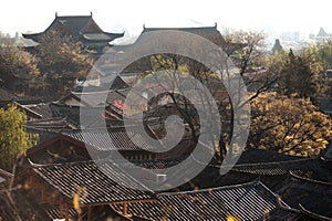 Roofs of ancient historical Lijiang Dayan old town.